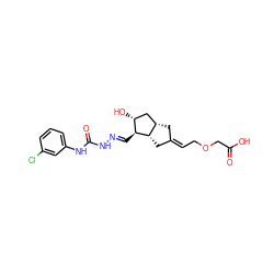 O=C(O)COC/C=C1\C[C@H]2C[C@@H](O)[C@H](/C=N/NC(=O)Nc3cccc(Cl)c3)[C@H]2C1 ZINC000026171247