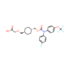 O=C(O)COC[C@H]1CC[C@H](COC(=O)N(c2ccc(F)cc2)c2ccc(OC(F)(F)F)cc2)CC1 ZINC001772575095