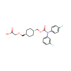 O=C(O)COC[C@H]1CC[C@H](COC(=O)N(c2ccc(F)cc2)c2cccc(F)c2)CC1 ZINC001772620960