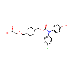 O=C(O)COC[C@H]1CC[C@H](COC(=O)N(c2ccc(O)cc2)c2ccc(Cl)cc2)CC1 ZINC001772643777