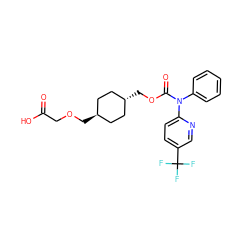 O=C(O)COC[C@H]1CC[C@H](COC(=O)N(c2ccccc2)c2ccc(C(F)(F)F)cn2)CC1 ZINC001772613406
