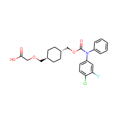 O=C(O)COC[C@H]1CC[C@H](COC(=O)N(c2ccccc2)c2ccc(Cl)c(F)c2)CC1 ZINC001772625953