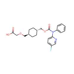 O=C(O)COC[C@H]1CC[C@H](COC(=O)N(c2ccccc2)c2ccc(F)cn2)CC1 ZINC001772631186