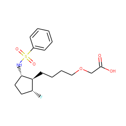 O=C(O)COCCCC[C@@H]1[C@@H](NS(=O)(=O)c2ccccc2)CC[C@H]1F ZINC000028234237