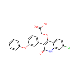 O=C(O)COc1c(-c2cccc(Oc3ccccc3)c2)c(=O)[nH]c2cc(Cl)ccc12 ZINC000013761254