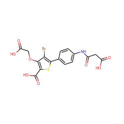 O=C(O)COc1c(C(=O)O)sc(-c2ccc(NC(=O)CC(=O)O)cc2)c1Br ZINC000014955165