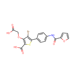 O=C(O)COc1c(C(=O)O)sc(-c2ccc(NC(=O)c3ccco3)cc2)c1Br ZINC000014955122