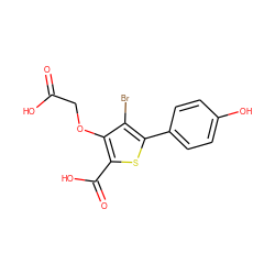 O=C(O)COc1c(C(=O)O)sc(-c2ccc(O)cc2)c1Br ZINC000014955095