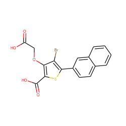 O=C(O)COc1c(C(=O)O)sc(-c2ccc3ccccc3c2)c1Br ZINC000014955086