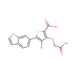 O=C(O)COc1c(C(=O)O)sc(-c2ccc3ccoc3c2)c1Br ZINC000014955090