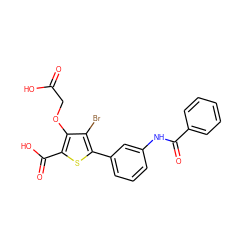 O=C(O)COc1c(C(=O)O)sc(-c2cccc(NC(=O)c3ccccc3)c2)c1Br ZINC000028711529