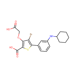 O=C(O)COc1c(C(=O)O)sc(-c2cccc(NC3CCCCC3)c2)c1Br ZINC000016052432