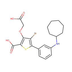 O=C(O)COc1c(C(=O)O)sc(-c2cccc(NC3CCCCCC3)c2)c1Br ZINC000028711536