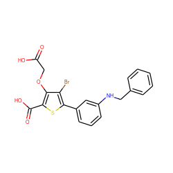 O=C(O)COc1c(C(=O)O)sc(-c2cccc(NCc3ccccc3)c2)c1Br ZINC000016052431