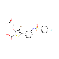 O=C(O)COc1c(C(=O)O)sc(-c2cccc(NS(=O)(=O)c3ccc(F)cc3)c2)c1Br ZINC000028711532