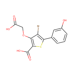 O=C(O)COc1c(C(=O)O)sc(-c2cccc(O)c2)c1Br ZINC000014955103