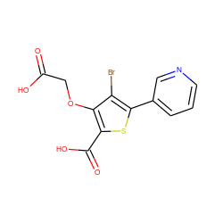 O=C(O)COc1c(C(=O)O)sc(-c2cccnc2)c1Br ZINC000014955085