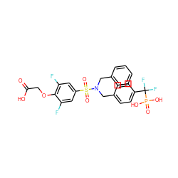 O=C(O)COc1c(F)cc(S(=O)(=O)N(Cc2ccccc2)Cc2ccc(C(F)(F)P(=O)(O)O)cc2)cc1F ZINC000028527947