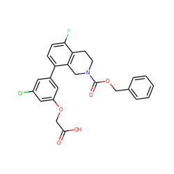 O=C(O)COc1cc(Cl)cc(-c2ccc(F)c3c2CN(C(=O)OCc2ccccc2)CC3)c1 ZINC000144089234