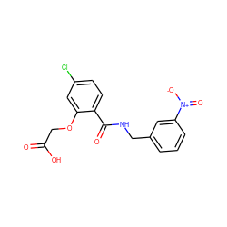 O=C(O)COc1cc(Cl)ccc1C(=O)NCc1cccc([N+](=O)[O-])c1 ZINC000013137481