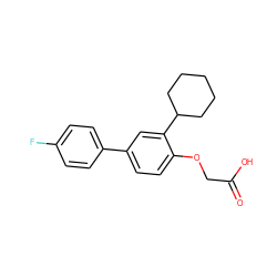 O=C(O)COc1ccc(-c2ccc(F)cc2)cc1C1CCCCC1 ZINC000028948341