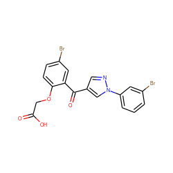 O=C(O)COc1ccc(Br)cc1C(=O)c1cnn(-c2cccc(Br)c2)c1 ZINC000036127027