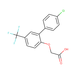 O=C(O)COc1ccc(C(F)(F)F)cc1-c1ccc(Cl)cc1 ZINC000071340387