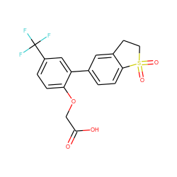 O=C(O)COc1ccc(C(F)(F)F)cc1-c1ccc2c(c1)CCS2(=O)=O ZINC000071332119