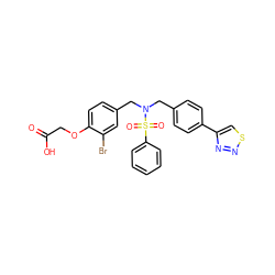 O=C(O)COc1ccc(CN(Cc2ccc(-c3csnn3)cc2)S(=O)(=O)c2ccccc2)cc1Br ZINC000029051363