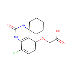 O=C(O)COc1ccc(Cl)c2c1C1(CCCCC1)NC(=O)N2 ZINC000028347853