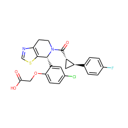 O=C(O)COc1ccc(Cl)cc1[C@@H]1c2scnc2CCN1C(=O)[C@H]1C[C@@H]1c1ccc(F)cc1 ZINC000206873142