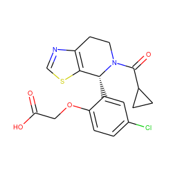 O=C(O)COc1ccc(Cl)cc1[C@@H]1c2scnc2CCN1C(=O)C1CC1 ZINC000218005832