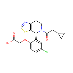 O=C(O)COc1ccc(Cl)cc1[C@@H]1c2scnc2CCN1C(=O)CC1CC1 ZINC000206925572