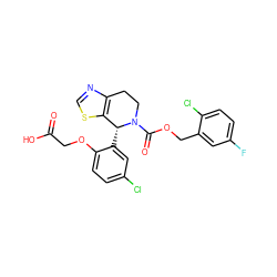 O=C(O)COc1ccc(Cl)cc1[C@@H]1c2scnc2CCN1C(=O)OCc1cc(F)ccc1Cl ZINC000206815908