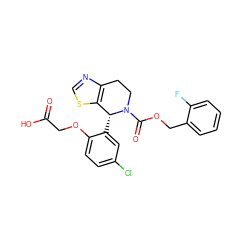 O=C(O)COc1ccc(Cl)cc1[C@@H]1c2scnc2CCN1C(=O)OCc1ccccc1F ZINC000206782702