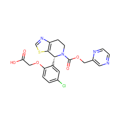 O=C(O)COc1ccc(Cl)cc1[C@@H]1c2scnc2CCN1C(=O)OCc1cnccn1 ZINC000206794099