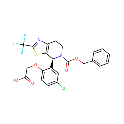 O=C(O)COc1ccc(Cl)cc1[C@H]1c2sc(C(F)(F)F)nc2CCN1C(=O)OCc1ccccc1 ZINC001772618130