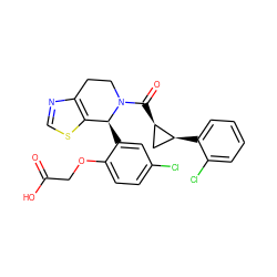 O=C(O)COc1ccc(Cl)cc1[C@H]1c2scnc2CCN1C(=O)[C@@H]1C[C@@H]1c1ccccc1Cl ZINC000141895445