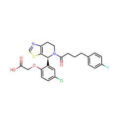 O=C(O)COc1ccc(Cl)cc1[C@H]1c2scnc2CCN1C(=O)CCCc1ccc(F)cc1 ZINC000206935354