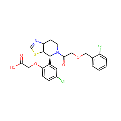 O=C(O)COc1ccc(Cl)cc1[C@H]1c2scnc2CCN1C(=O)COCc1ccccc1Cl ZINC000206915316