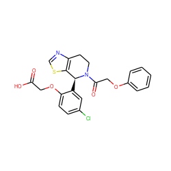 O=C(O)COc1ccc(Cl)cc1[C@H]1c2scnc2CCN1C(=O)COc1ccccc1 ZINC000206915622