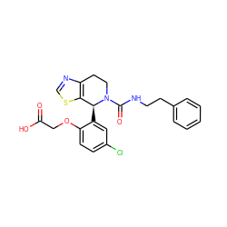 O=C(O)COc1ccc(Cl)cc1[C@H]1c2scnc2CCN1C(=O)NCCc1ccccc1 ZINC000206851276