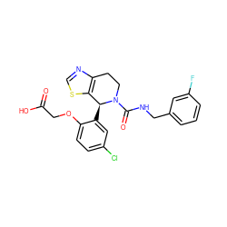 O=C(O)COc1ccc(Cl)cc1[C@H]1c2scnc2CCN1C(=O)NCc1cccc(F)c1 ZINC000206873057