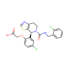 O=C(O)COc1ccc(Cl)cc1[C@H]1c2scnc2CCN1C(=O)NCc1ccccc1Cl ZINC000206815495