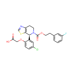 O=C(O)COc1ccc(Cl)cc1[C@H]1c2scnc2CCN1C(=O)OCCc1cccc(F)c1 ZINC000206944539