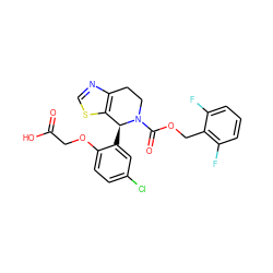 O=C(O)COc1ccc(Cl)cc1[C@H]1c2scnc2CCN1C(=O)OCc1c(F)cccc1F ZINC000206793781