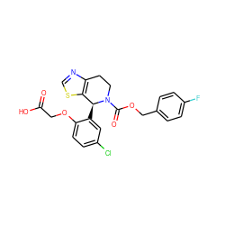 O=C(O)COc1ccc(Cl)cc1[C@H]1c2scnc2CCN1C(=O)OCc1ccc(F)cc1 ZINC000206782767