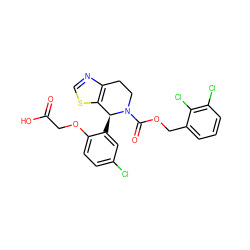 O=C(O)COc1ccc(Cl)cc1[C@H]1c2scnc2CCN1C(=O)OCc1cccc(Cl)c1Cl ZINC000206839408