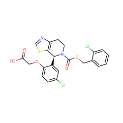 O=C(O)COc1ccc(Cl)cc1[C@H]1c2scnc2CCN1C(=O)OCc1ccccc1Cl ZINC000206782975