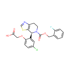 O=C(O)COc1ccc(Cl)cc1[C@H]1c2scnc2CCN1C(=O)OCc1ccccc1F ZINC000206782661